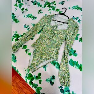 Sexy fun floral bodysuit